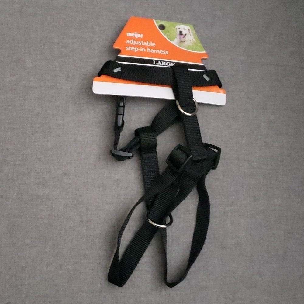 Meijer adjustable‎ step-in harness black dog pet chest 3/4" x 20-28" sz …